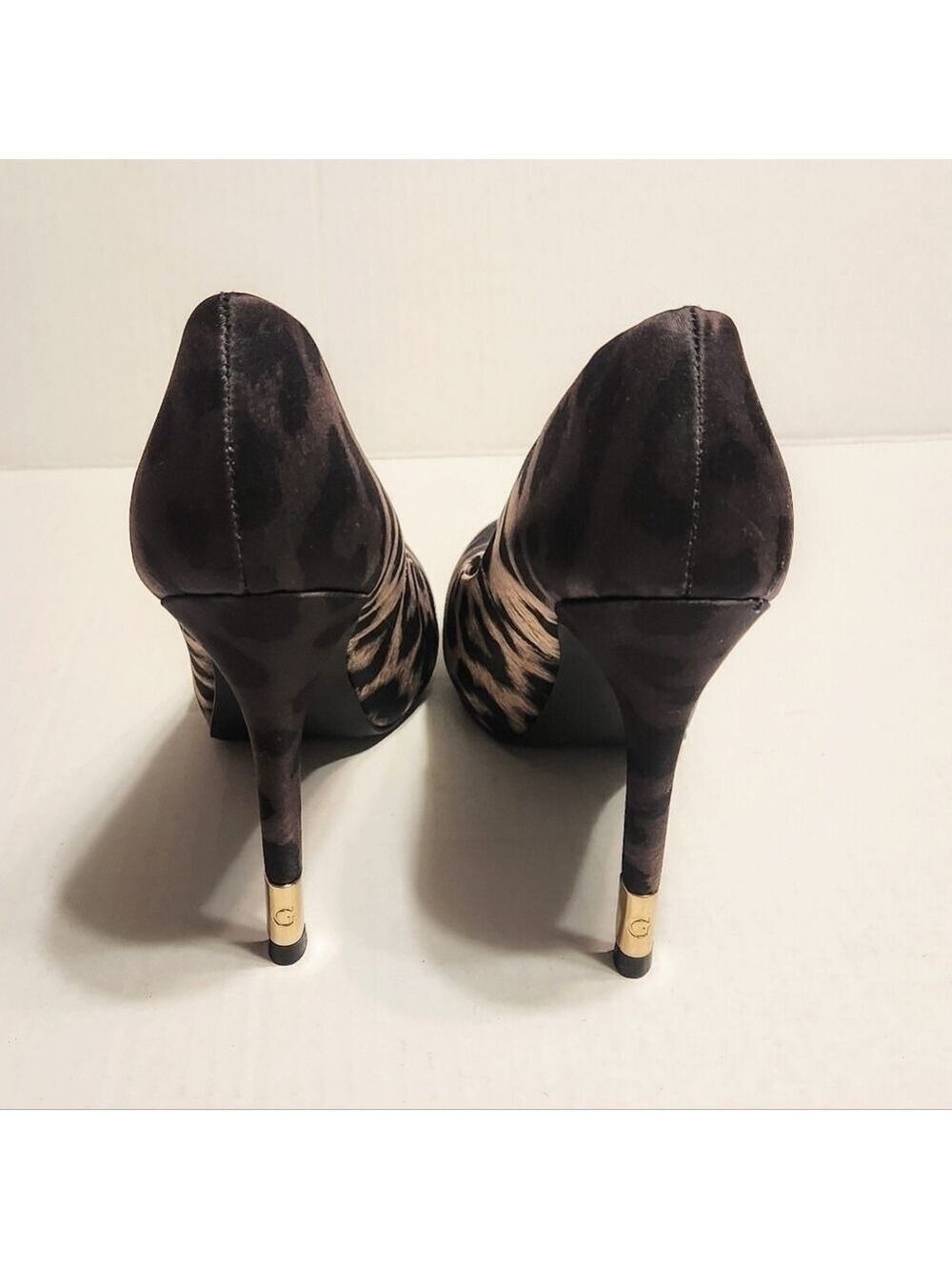 Guess Leopard Print Stiletto Heel Pumps Black Tan Size 6 Medium - Picture 6 of 12
